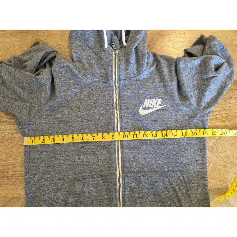 Nike Womens Full Zip Hoodie Size M Gray Pockets Long Sleeve Organic Cotton